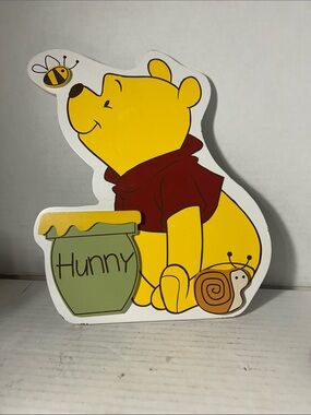 Yellow Winnie-The-Pooh Wall Art with Red Shirt 11 1/2 inches high